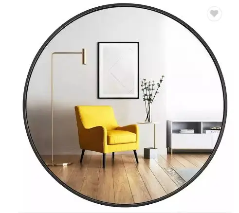 Sell large brass round bathroom decor silver mirror with frame wall mounted metal frame mirror decorative for living room
