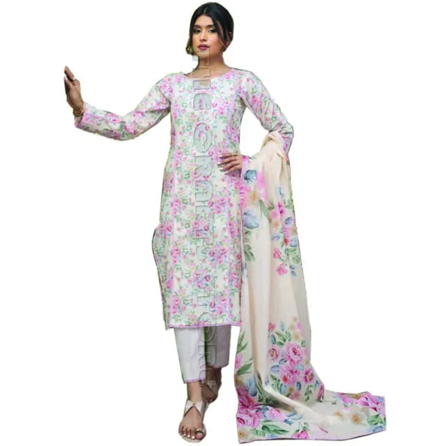High Quality Salina Printed Lawn Collection Shirt With Printed Dupatta By Indian And Pakistani Beautiful Casual Dresses