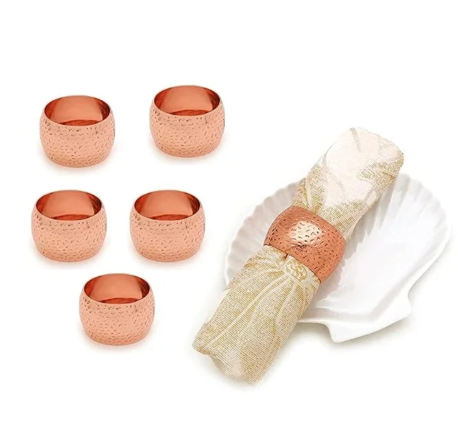 Extremely good Handcrafted Solid Copper Napkin Rings For Dining Table Decoration wholesale Indian Exporter
