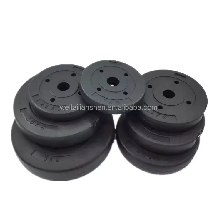 YES OR NO New Listing Straight Form plastic Fitness Equipment Gym 10KG cement Environmental protection Barbell plates