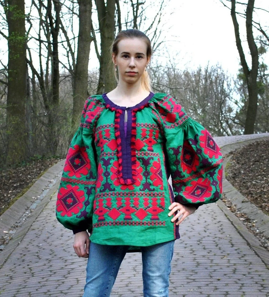 New Arrival Printed Embroidery Work Shirt Causal Tops For Woman Boho Shirt Blouse Fashion