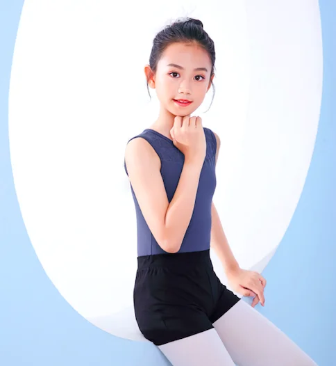 New designs fashionable basic style light blue leotards gymnastics girls ballet for kids
