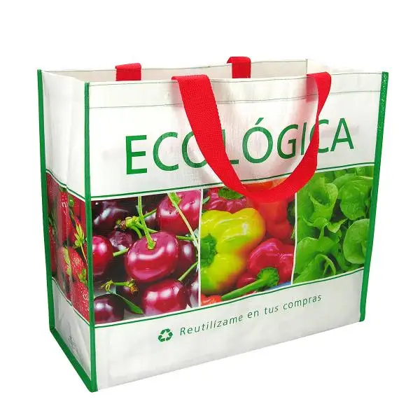 PP Woven Grocery Shopping Tote Bag Custom Logo Printed And Color Recycled Eco Friendly Material