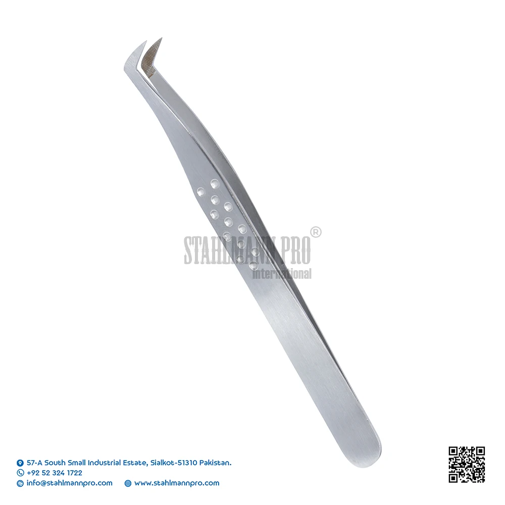 Lash Tweezers Eyelash Extension Russian Volume Tweezers 11.5cm Fiber Tip Stainless Steel L Angled Lashing Tweezer Individual