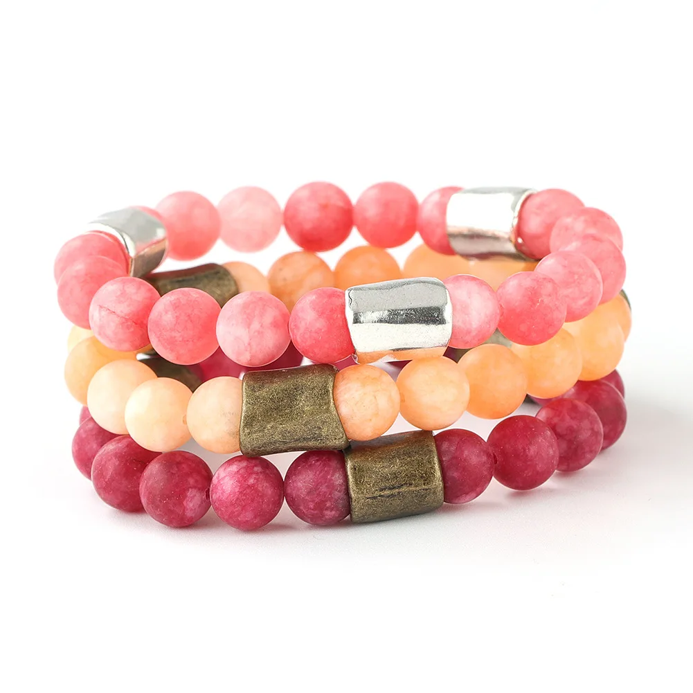 European and American gemstone bracelets multicolor natural stone beaded crystal bracelet women