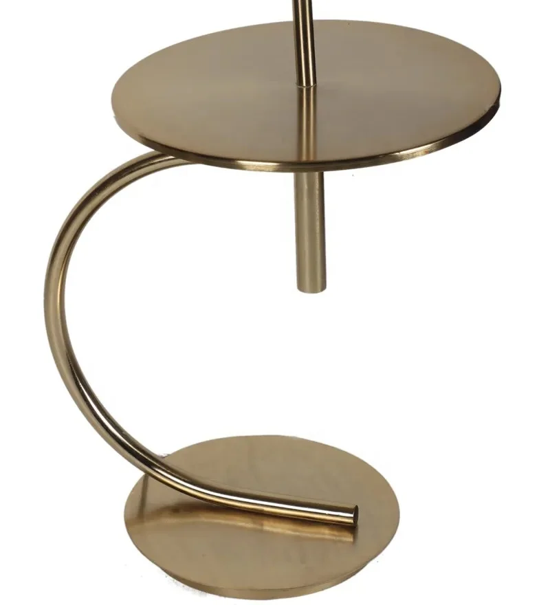 Best Quality White Fabric Shade Floor Lamp With Gold Base .