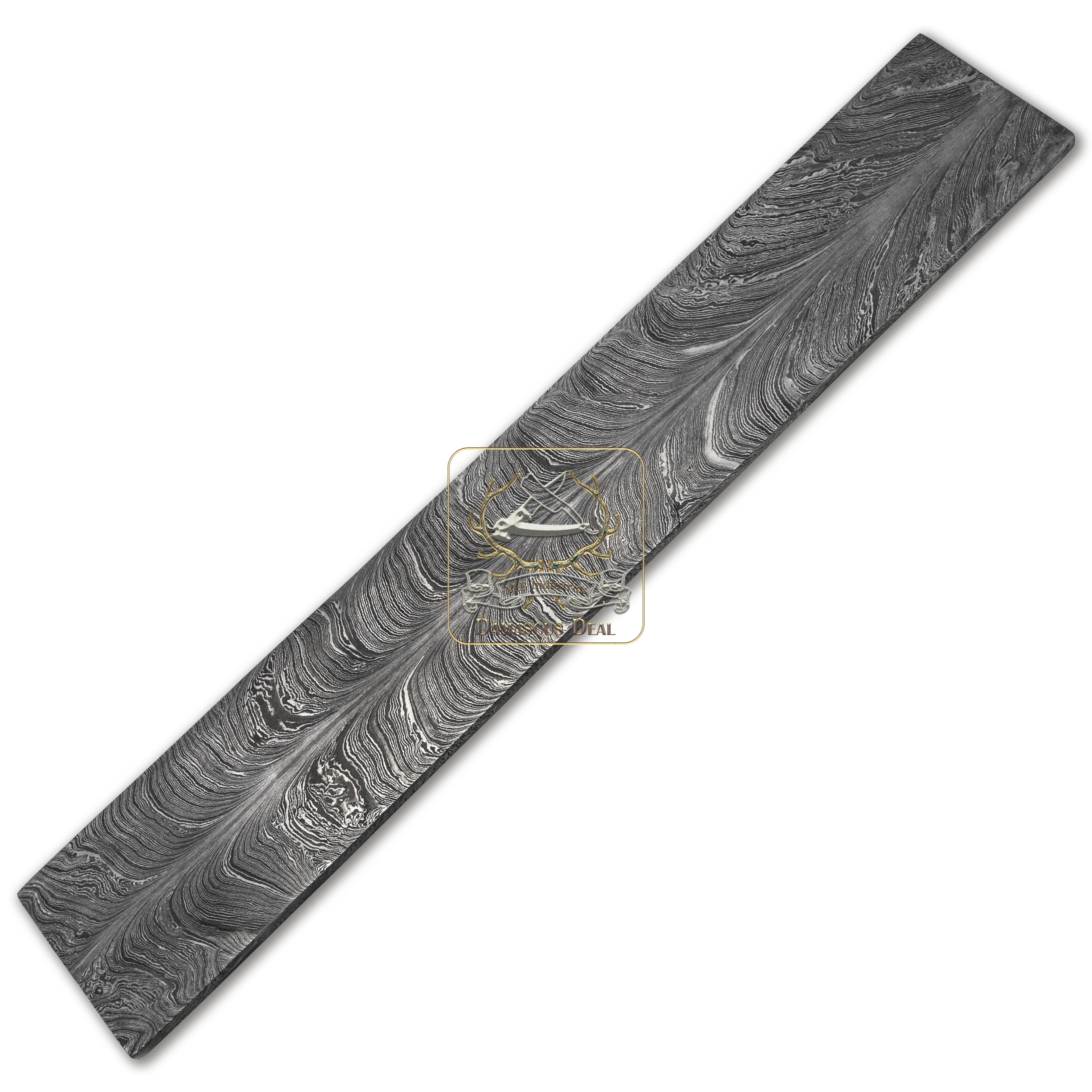 Damascus Steel Billet Feather Pattern DD-Feather-110 for Knife Making Hand Forged Carbon Steel Hardness 58-62 HRC Billet
