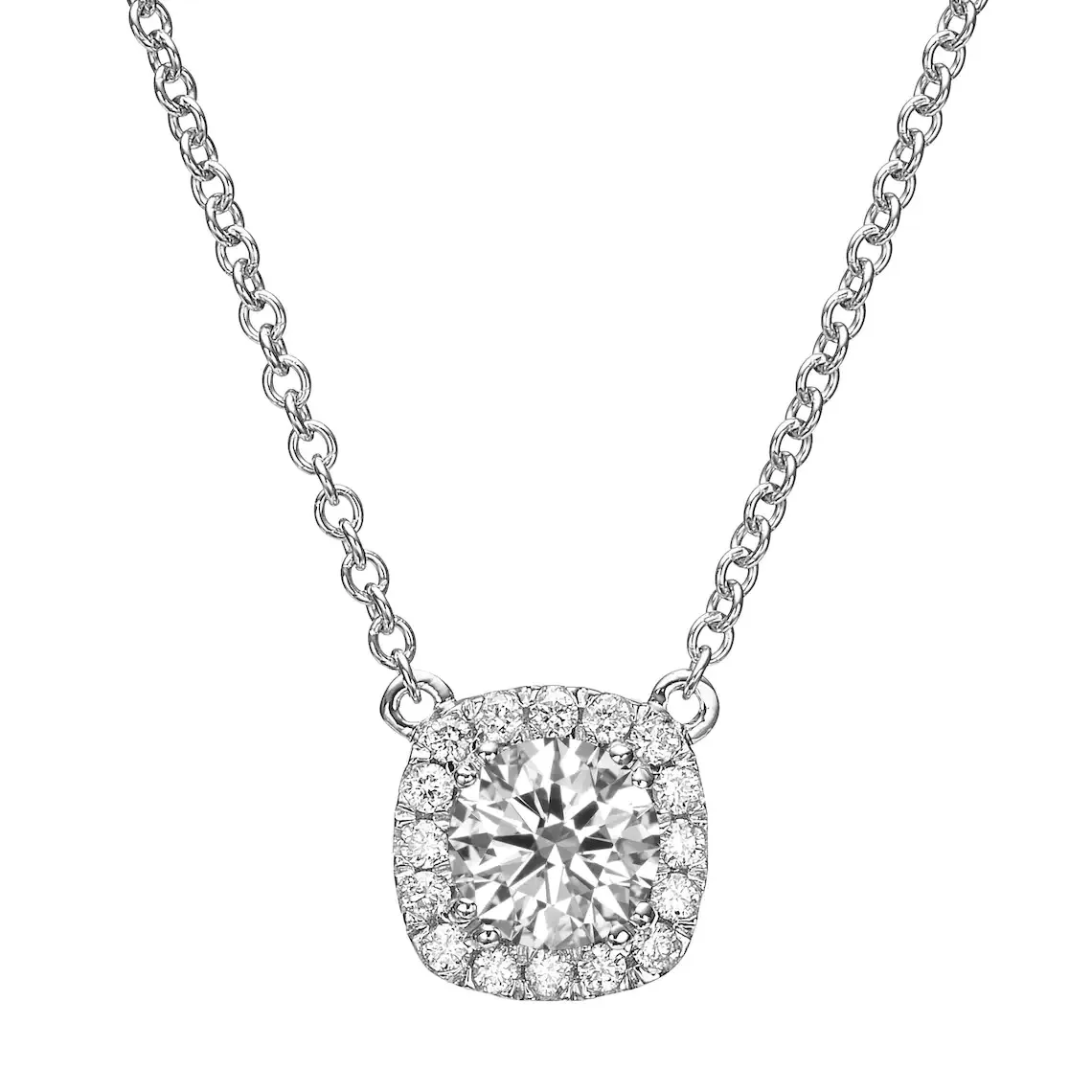 Diamond Halo Pendant 14 Kt White Gold Diamond Pendant 1 Carat Lab Grown Diamond Jewelry For Girl
