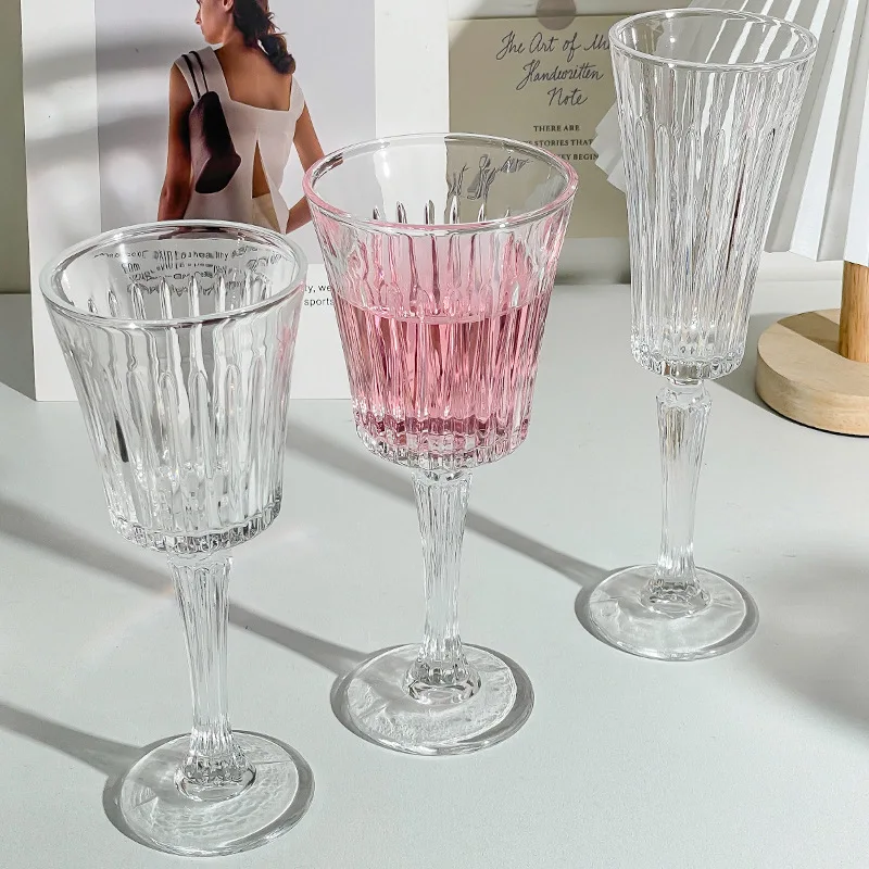 Wholesale Vintage French Red Wine Glass Sparkling Wine Creative Home Decoration Juice Champagne Glass Goblet