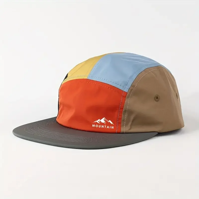 Retro Color-Matching Five-Piece Hat Quick-Drying Waterproof Soft Top Duckbill Hat Trendy Outdoor Sports Sun Hat Flat Brim Hat