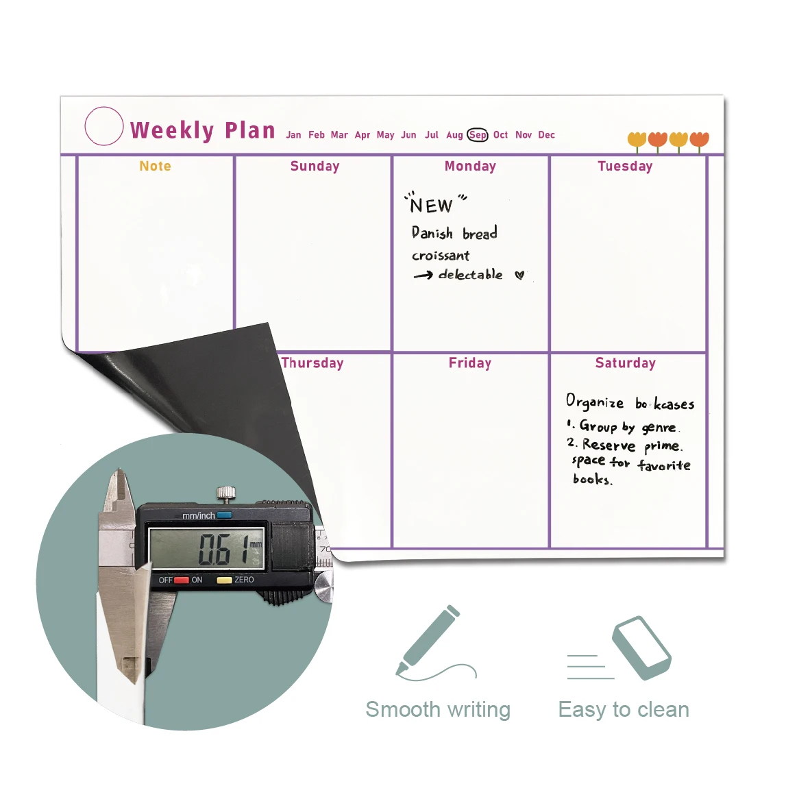 Магнитный Еженедельный планировщик календарь доска для сухого стирания мягкие листы