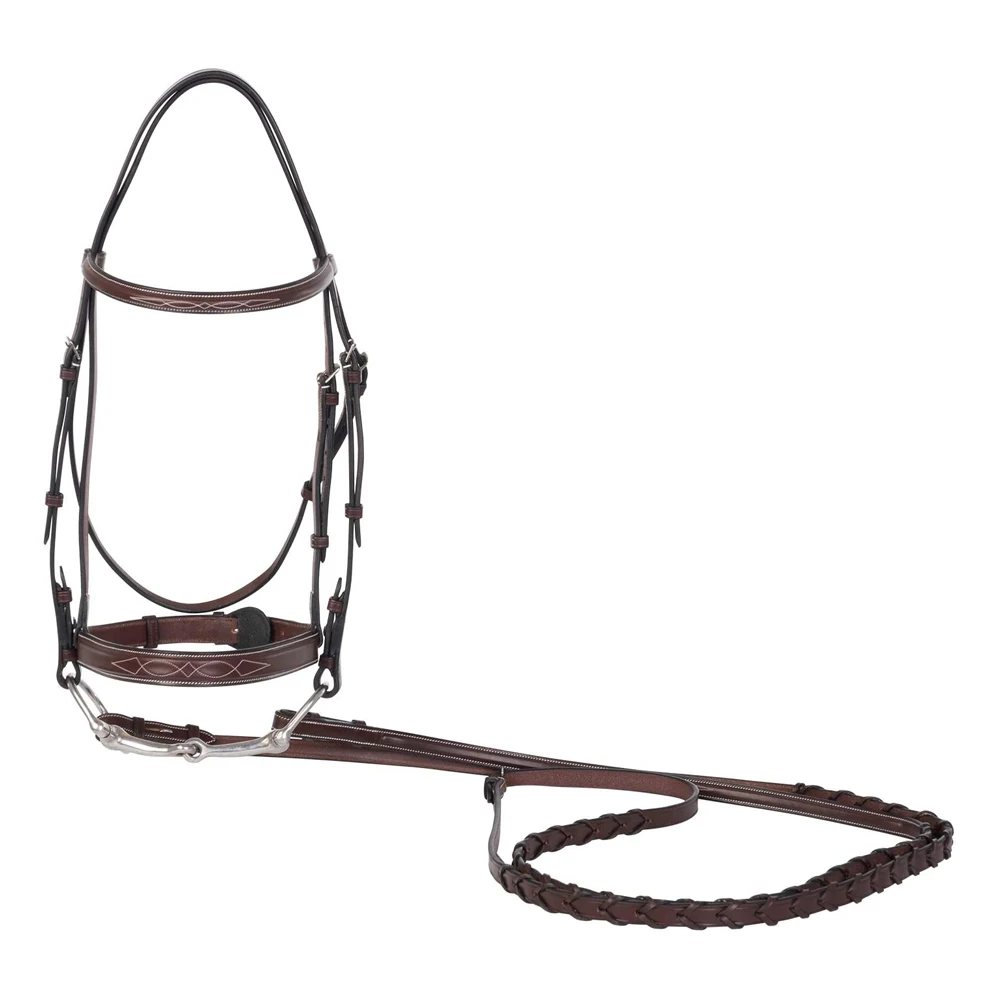 Fancy Stitched Leather English Bridle and Reins Wholesale