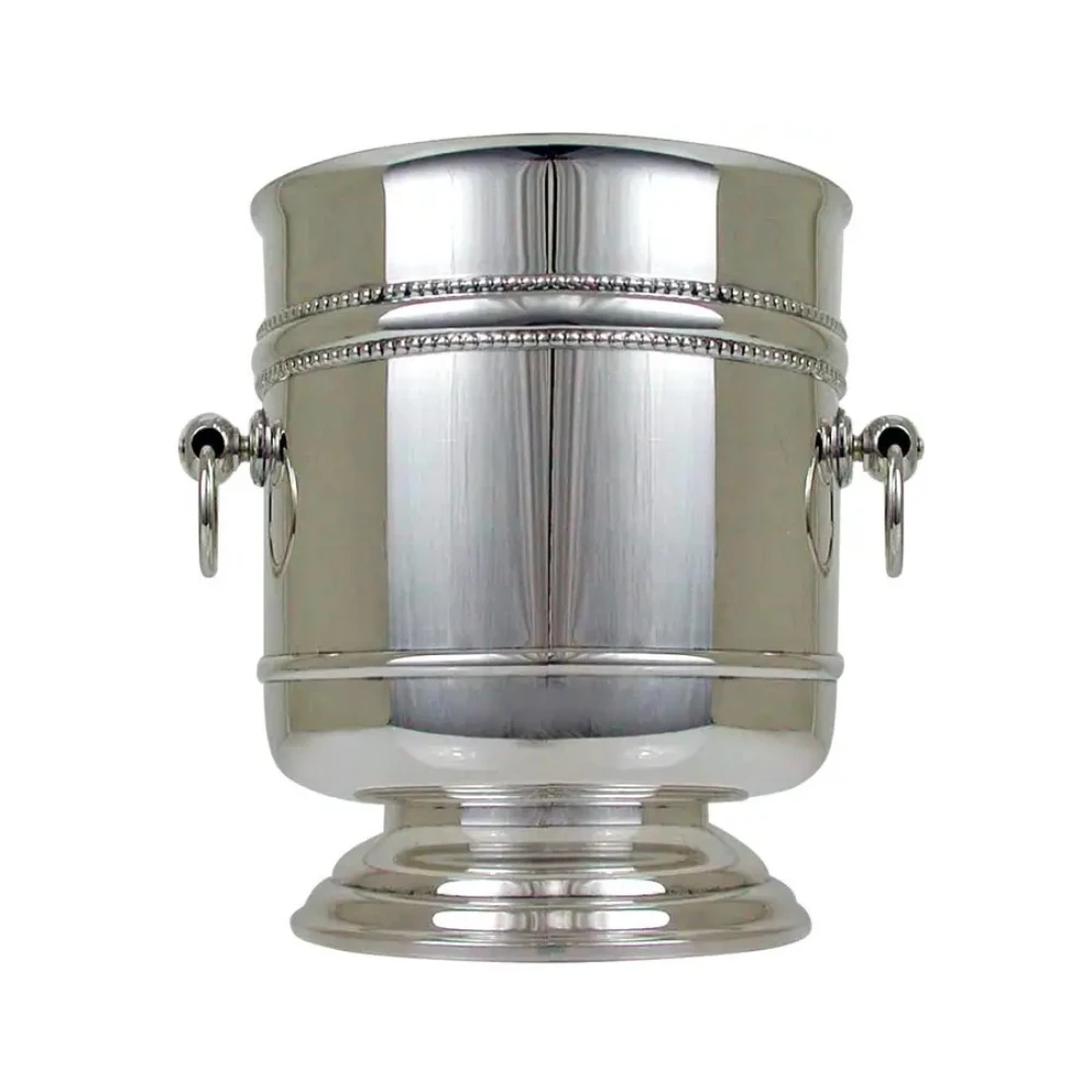 Round Shape Customized Size Ice Buckets Latest Design Handle Silver Color Mirror Polished Ice Buckets For Bar Accessories
