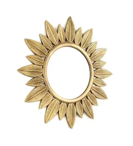 Creative Design Metal Wall Mirror in Metal Leaf Shape Frame for Home Hotel Office Decorative Use Wall Mirror