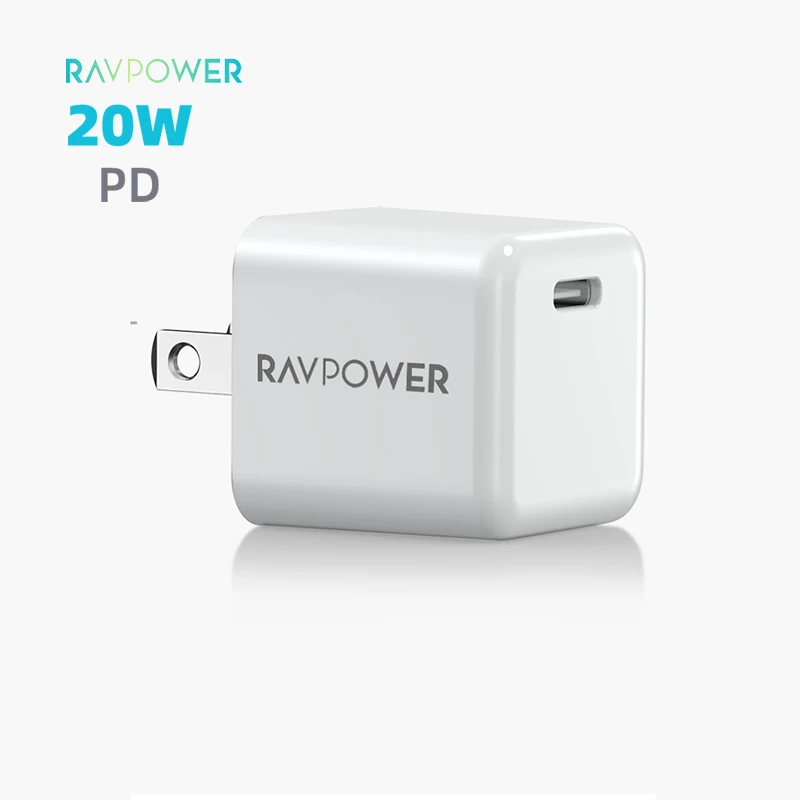 RAVPower high quality type-c pd charger 20w pd home mobile charger eu us plug usb type c wall charger 20w