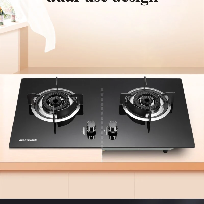 OEM Tempered Glass Flame-out Protection Built-in 2 Burners Gas Stove Gas Hob