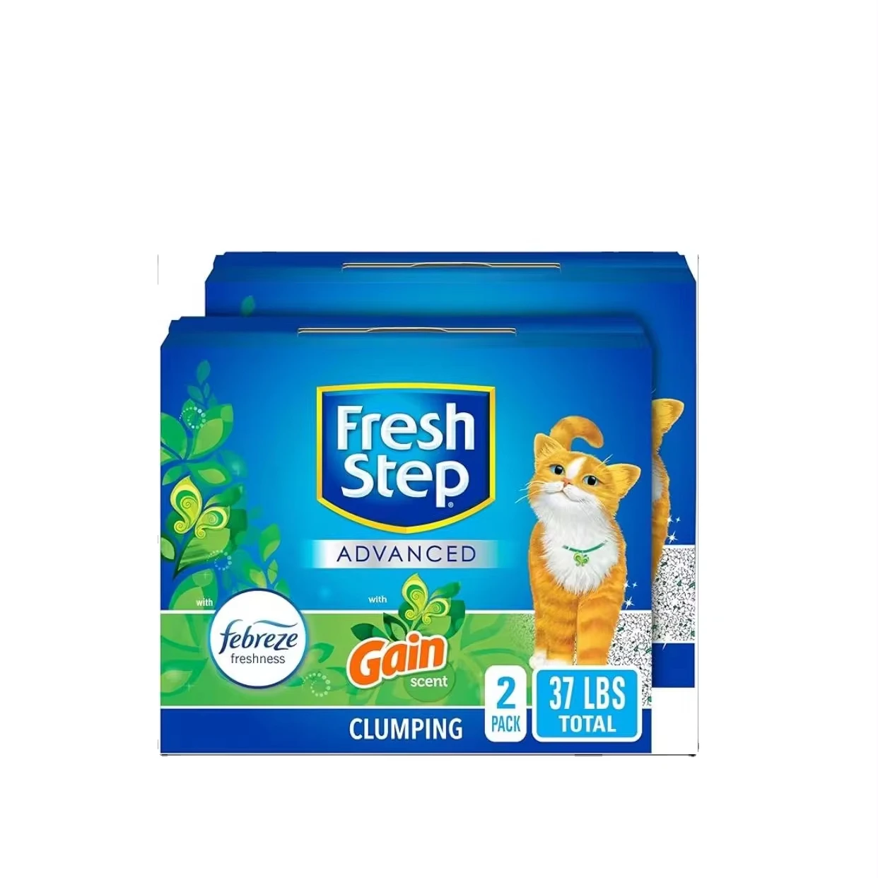 Fresh Step Clumping Cat Litter, With Gain, Advanced, Extra Large, 37 Pounds total (2 Pack of 18.5lb Boxes)