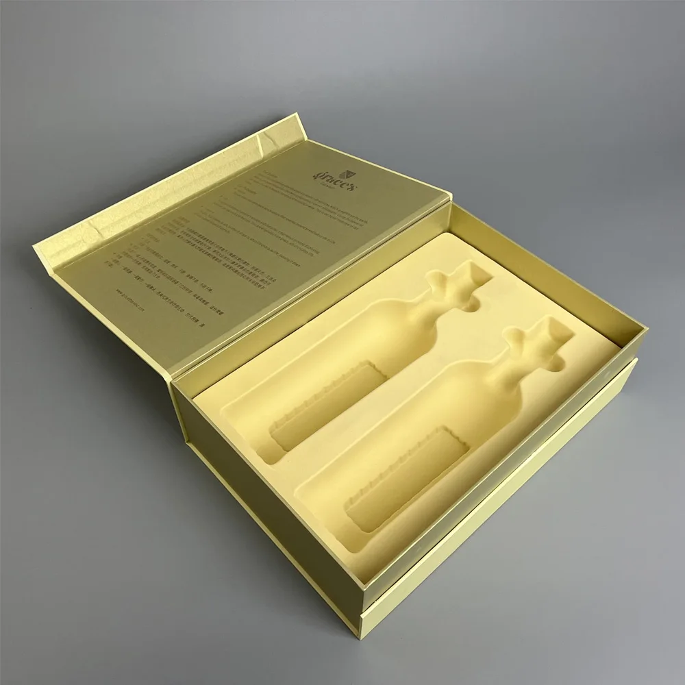 High Quality Custom Logo Luxury Wine Box Double Bottles Glass Gift Wine Magnet Box With Velvet Plastic Insert