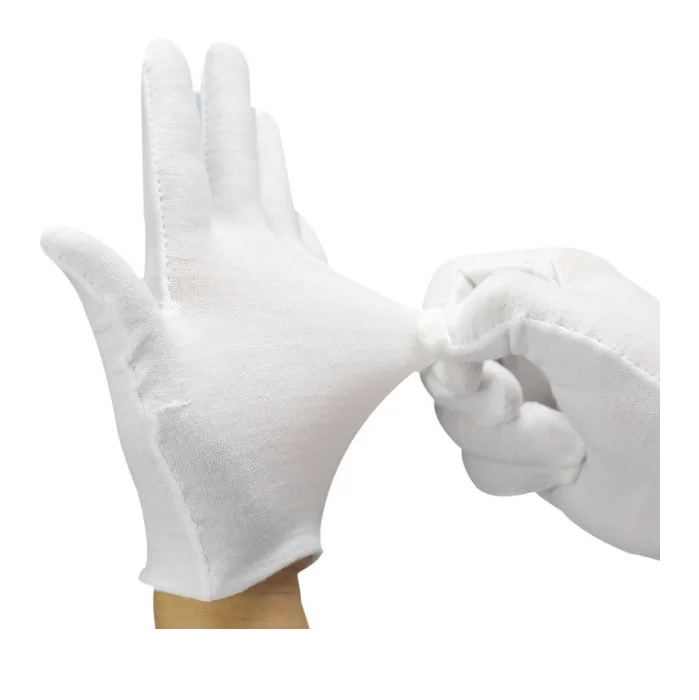 Soft Gloves White Coin Jewelry Silver Inspection 100% Cotton Lisle Gloves Formal Fashion Dress Casual Style - Premium Weight