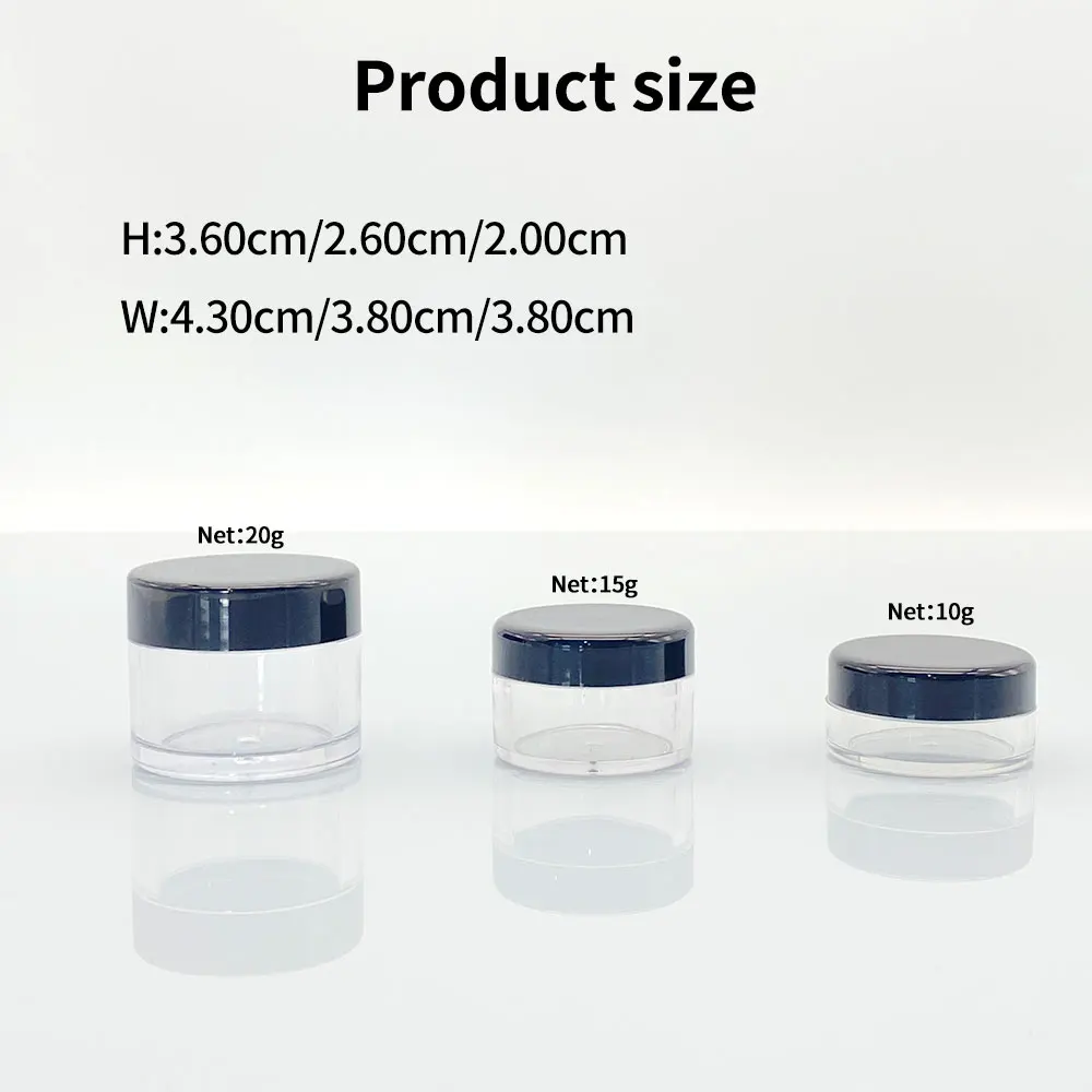 3g 5g 7g 10g 15g 20g round square Spiral black lid clear bulk cheap acrylic dip powder empty nail jar cosmetics jars
