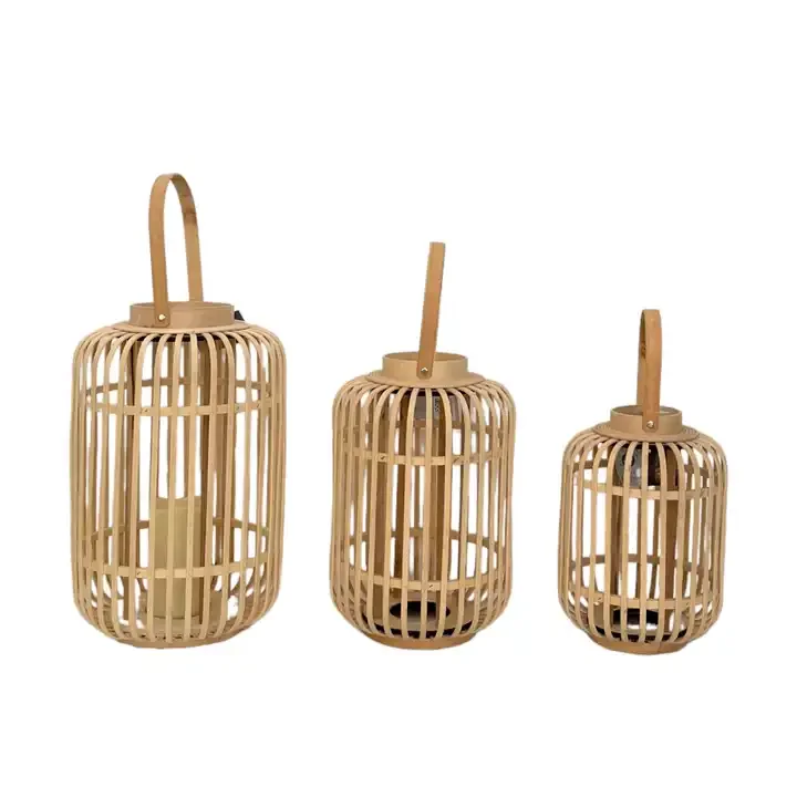 Wholesale Handmade Vintage Wicker Bamboo Lanterns Floor Lamp Covers and Candle Holders Vietnam Decor for Living Room Home Decor