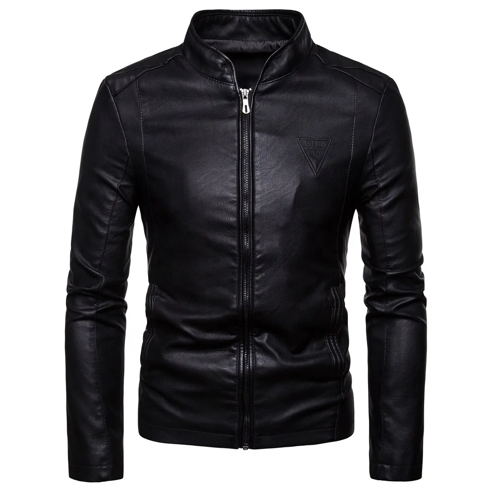 Fashionable customized Brown Goatskin Leather Bomber Jacket genuine leather jacket men