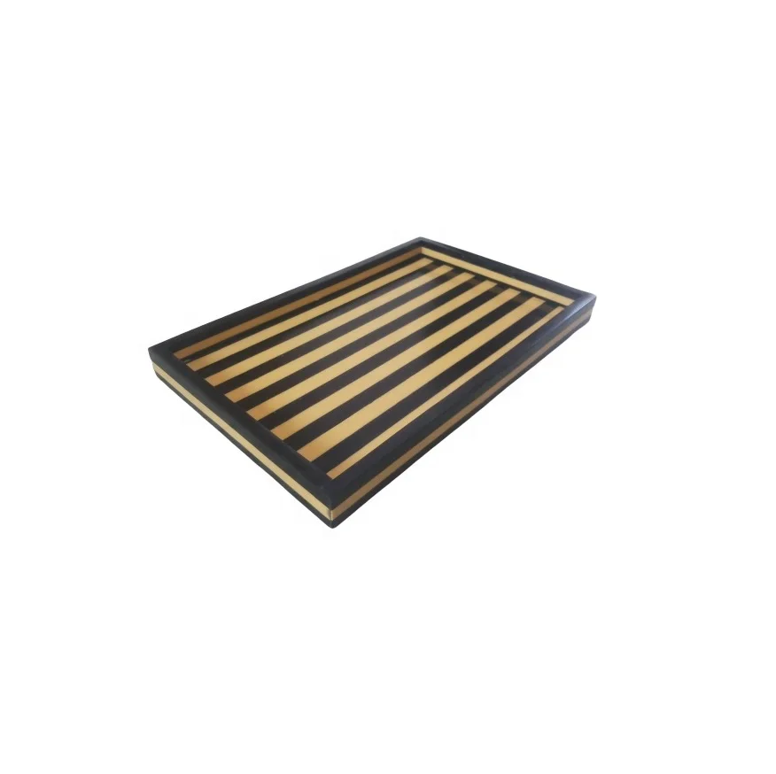 Premium Quality Wooden Serving Tray With Metal Handle For Hotel Restaurant  Decor From India