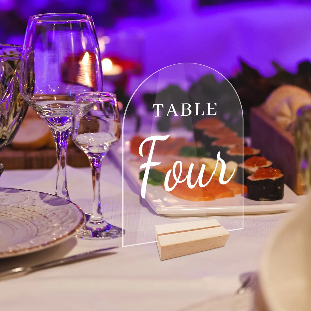 DIY Writing Blank Acrylic Table Numbers with Wood Stand Acrylic Signs and Holders for Wedding Reception Anniversary and Events