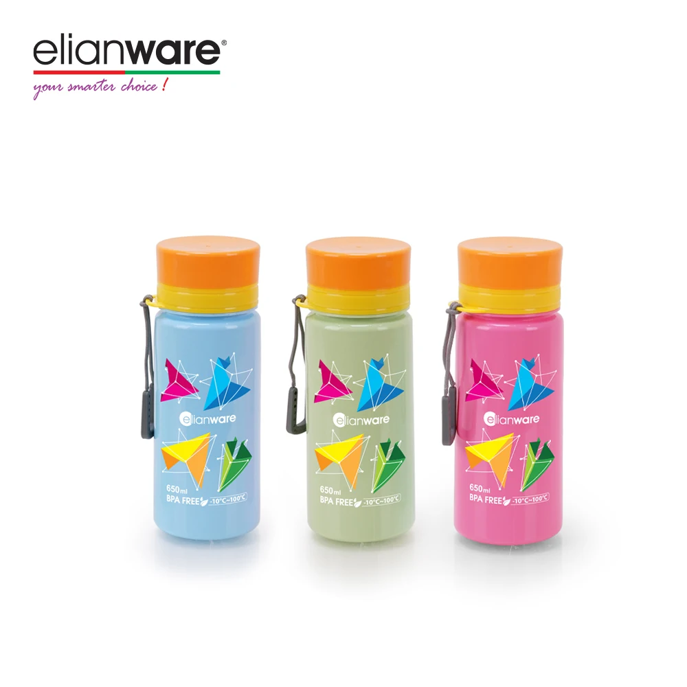 Elianware BPA Free (PP) Plastic Customize Logo Drinking Tumbler High Quality Drinking Water Bottle with String with Handle