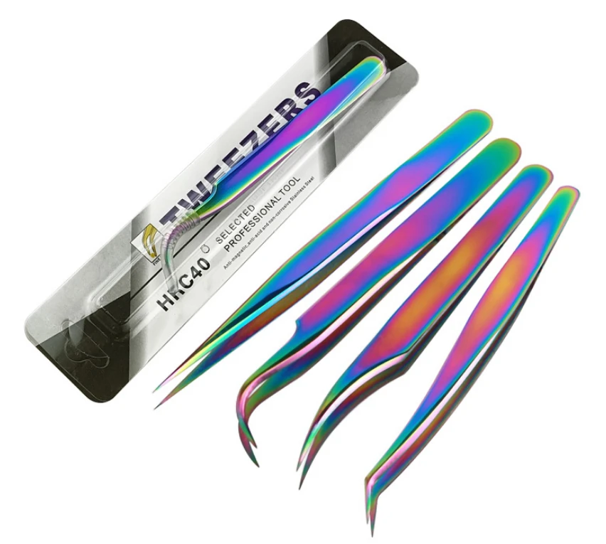 Wholesale Stainless Steel Quality Lashes Eyelashes Tools Private Label Fiber Tip Tweezers for Eyelash Extension