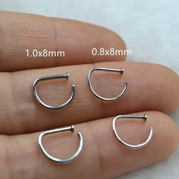 Open D Nose Ring Piercing Jewelry Hot Sale Products G23 Titanium CLASSIC Unisex Round Nose Rings & Studs 300pcs / Size / Color