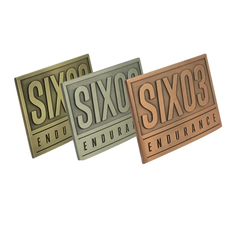 Metal emblem manufacturer wholesale custom commemorative labels brass gold and silver emblem pins nameplate system free design