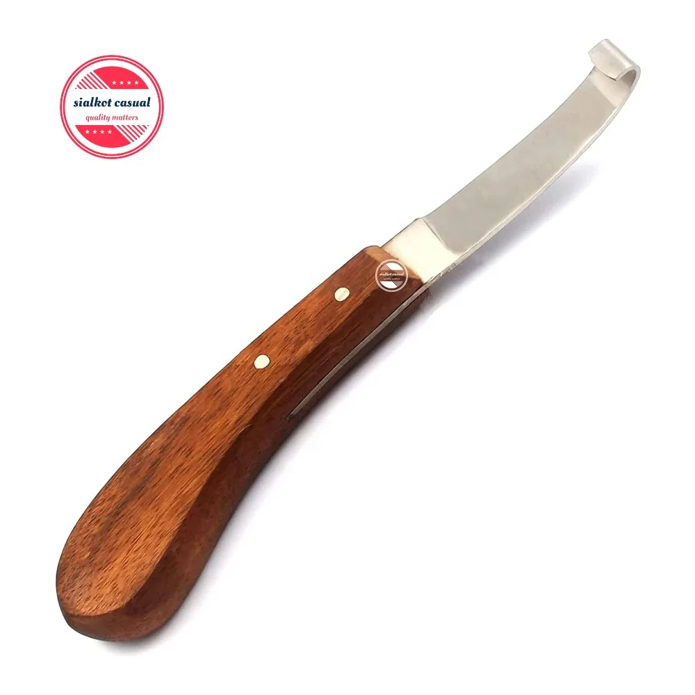 Wooden Handle Hoof Knife Wide Blade Right Hand Farrier Equipment Horse Stainless Steel Blade  Animal & Veterinary
