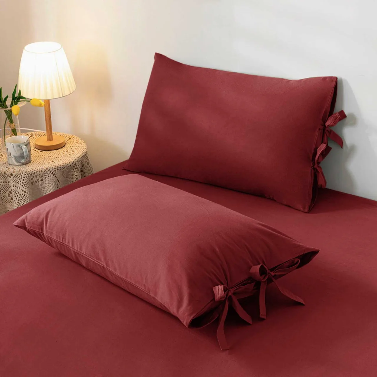 New Design Luxury Design Knotted Burgundy Style Bedding Duvet Cover Sets Microfiber Bedding  with Pillow Cover Whole Sale