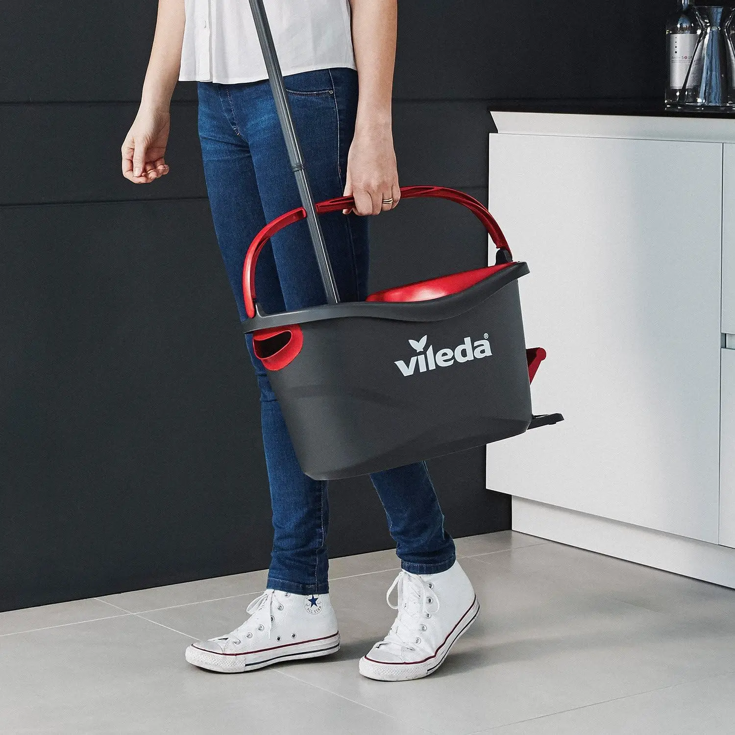 Wholesale Vileda Turbo Microfibre Spin Mop Bucket Set with Extra 3-in-1 Head Easy Operation Magic Handle-1x Mop Cleaning Floors