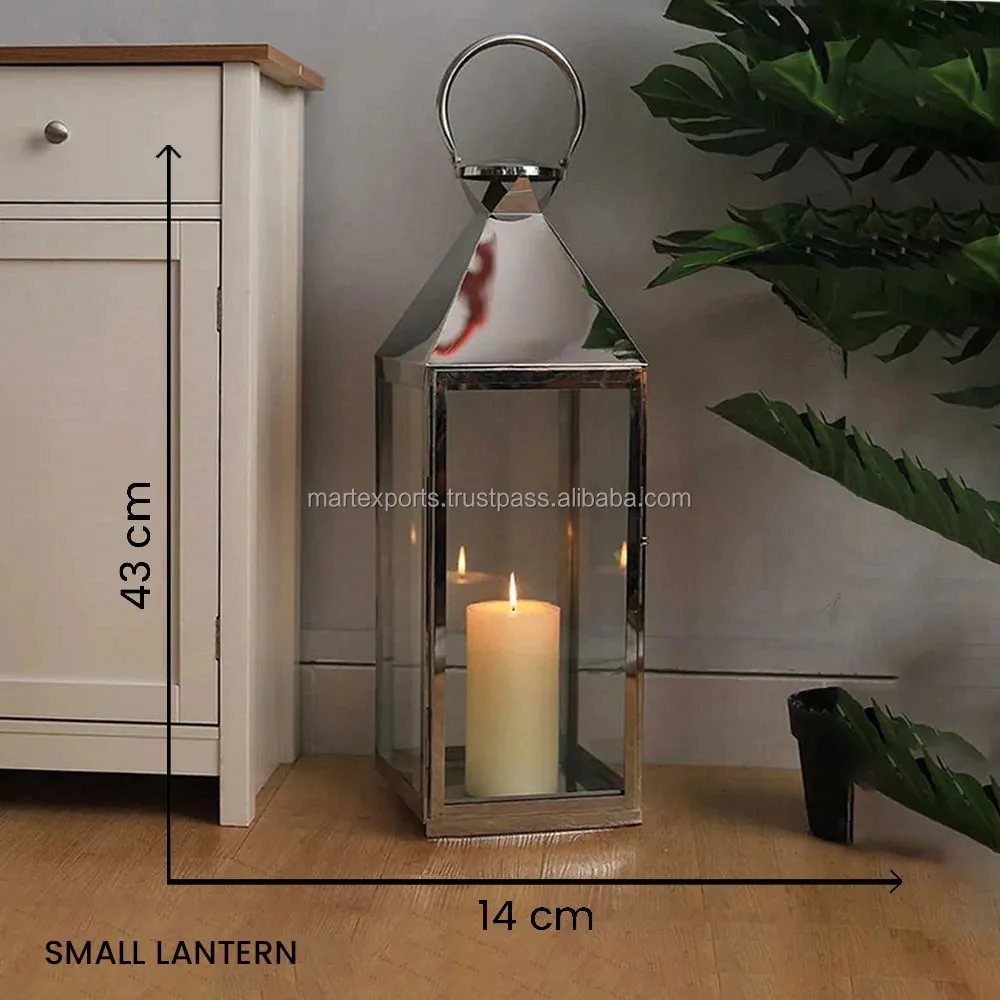Stainless Steel Lantern in polish With Handle For Indoor And Outdoor Decor Stainless Lantern For Home Decor