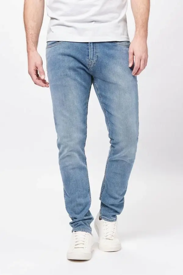 Straight Wide Leg Plain Blue Color Denim Pants Stretch Slim Fit Blank Wholesale Best Selling Wholesale Breathable