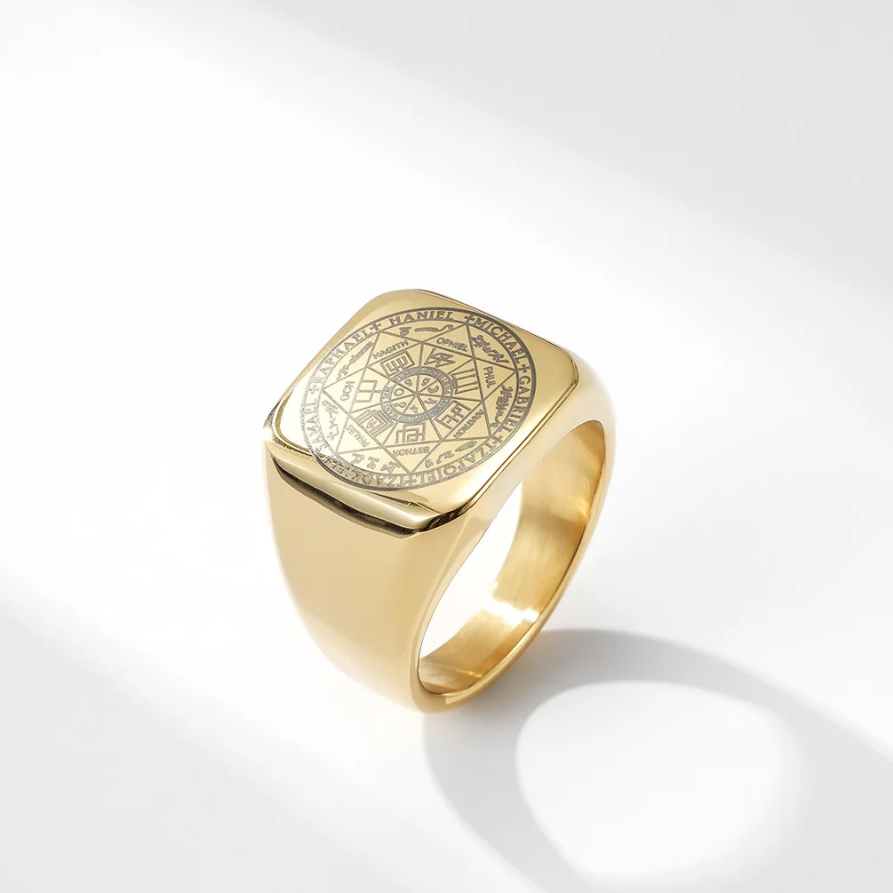 Elf Star Solomon Kabbalah Seal Ring Men Religious Totem Rune Ring