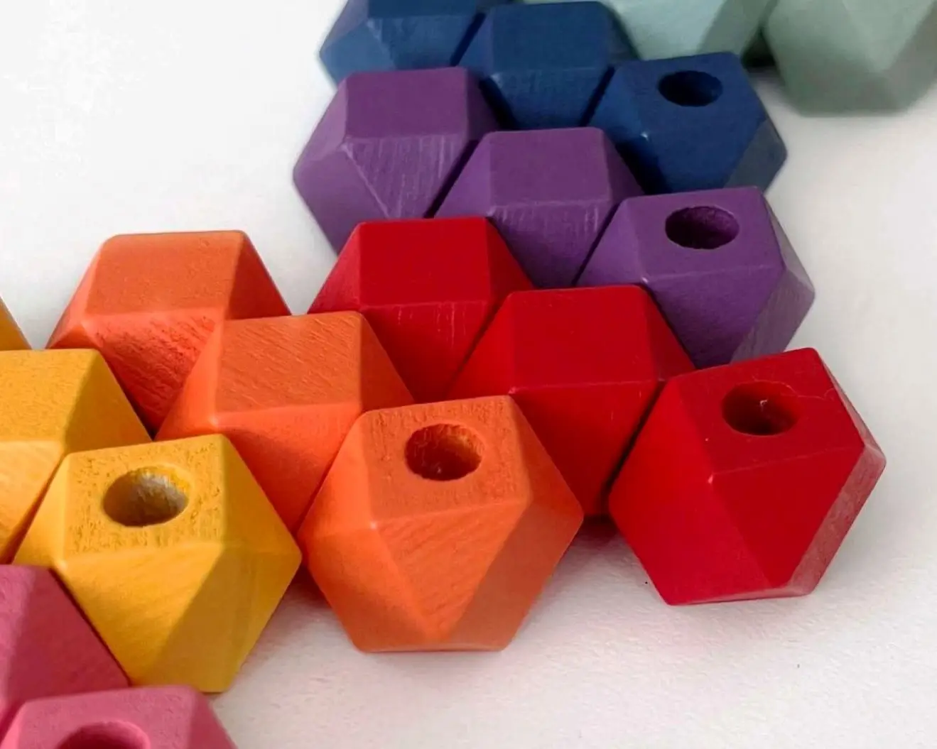 Multicolor Large Hole Beads for Macrame Mixed Pack craft  Custom Colored shaped sized Wooden Beads Made In India