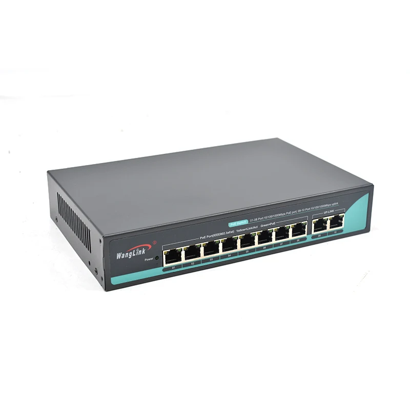 Wanglink 48V 52V Poe коммутатор заводская цена 8-портовый гигабитный неуправляемый сетевой коммутатор для FTTX