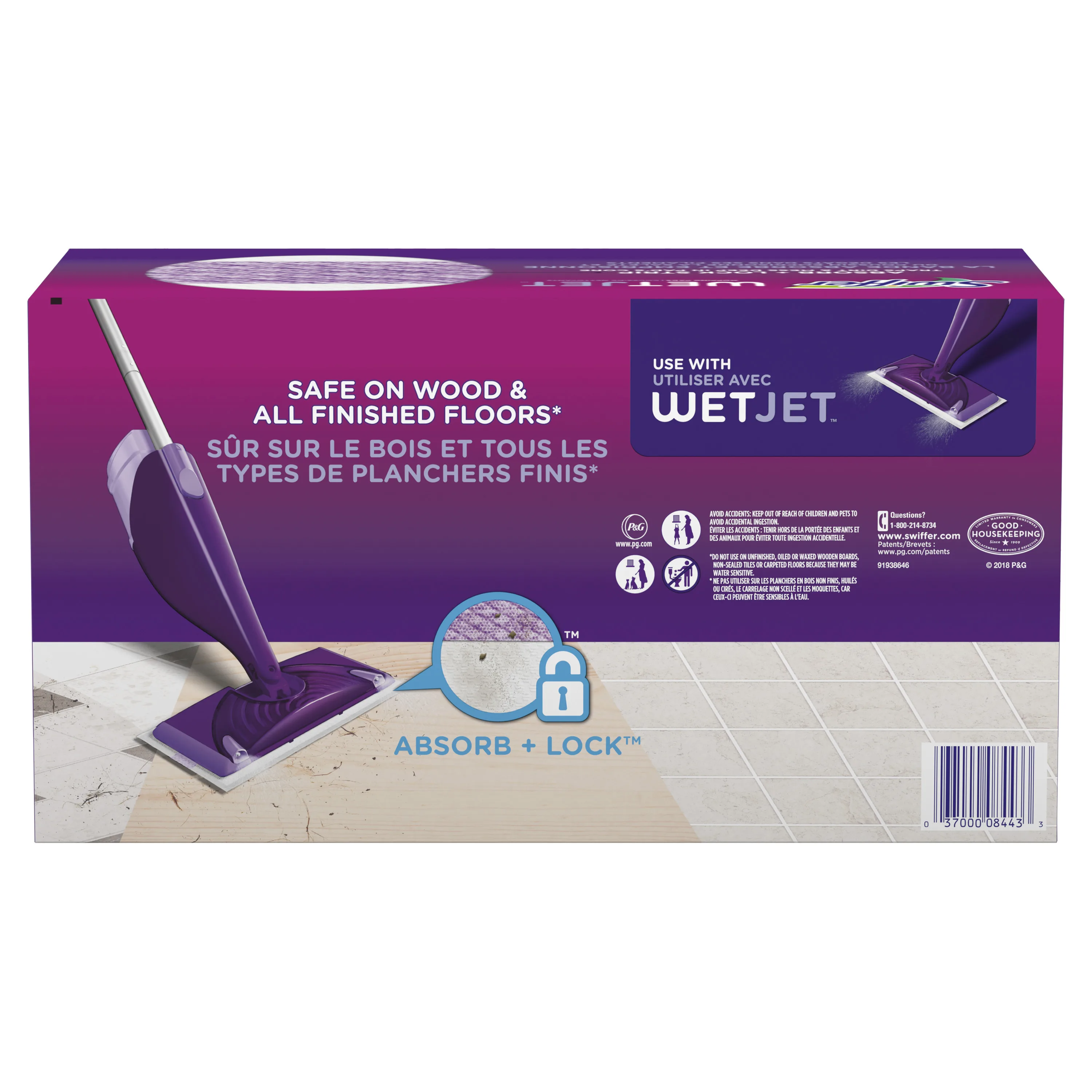 Swiffer Wet Jet Mop Cleaning Pads Refill, Floor Cleaner for Mopping Wood, Laminate, Tile, 24ct