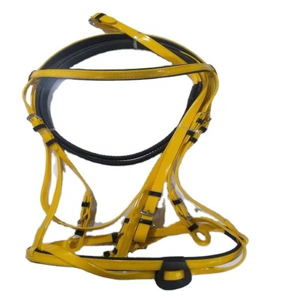 Waterproof Racing PVC Coated Horse Bridle Yellow Headstall Wholesale Price High Quality Nylon Horse Bridle With Matching Reins