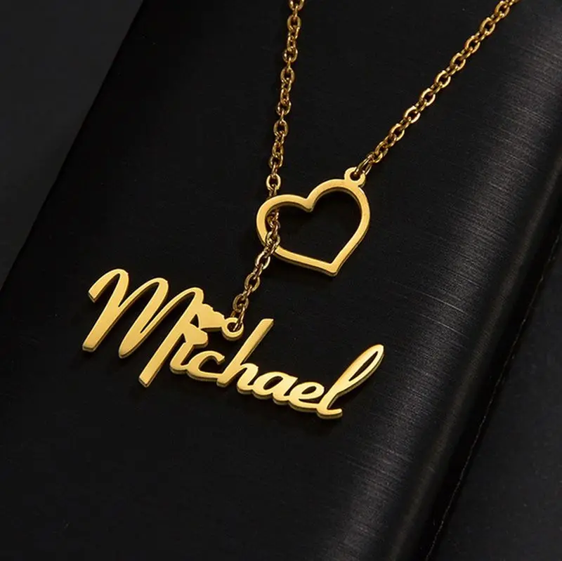 Custom Letter Silver Nameplate Customized Designs Flower Name necklace