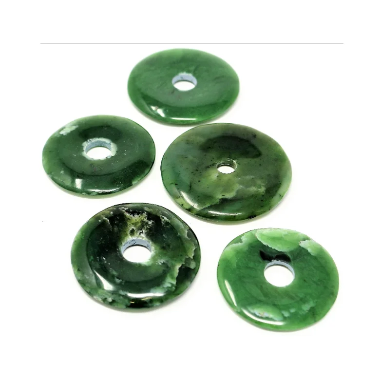high quality Crystal Donut green jade nephrite Beads Pendants Jewelry Making Donut Coin Pendant Gemstones For Jewelry Making