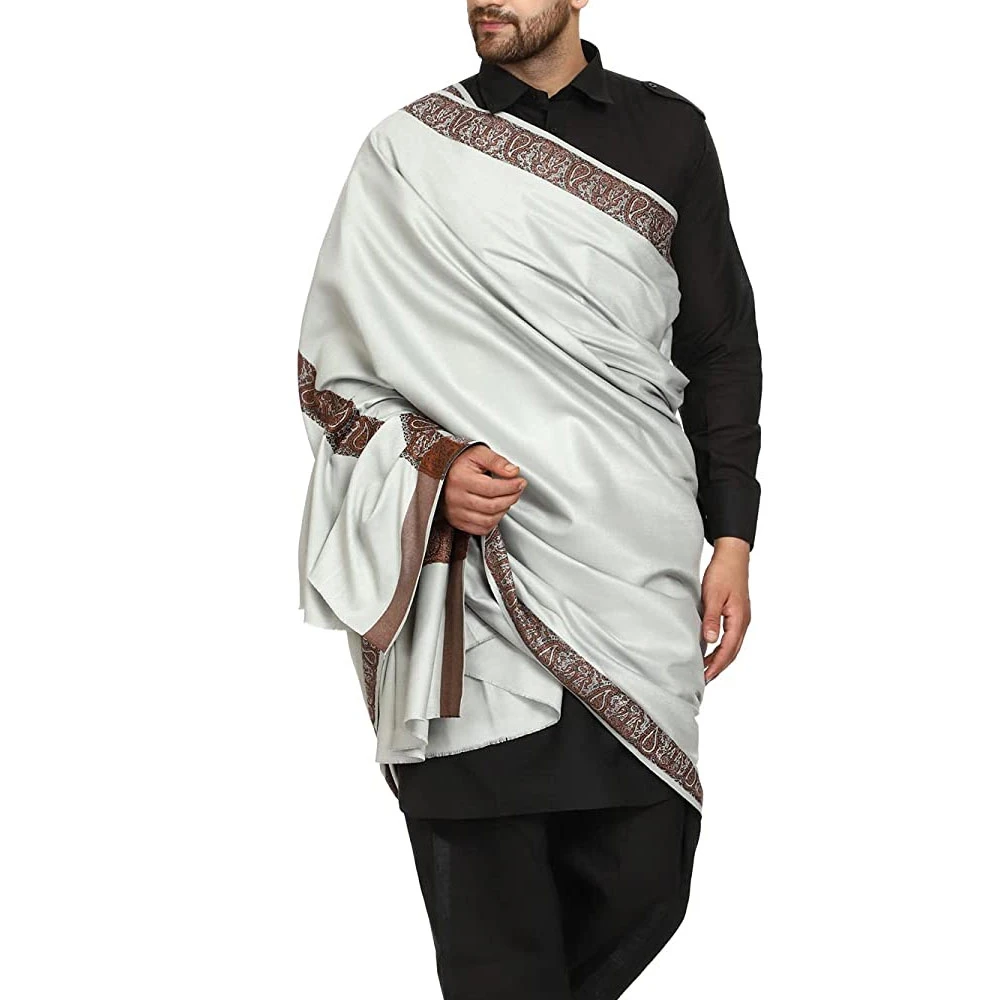 Pakistan made Luxury men shoulder cover shawl Long printed white Shawl 2022 fashionable new cashmere Plain scarves shawls