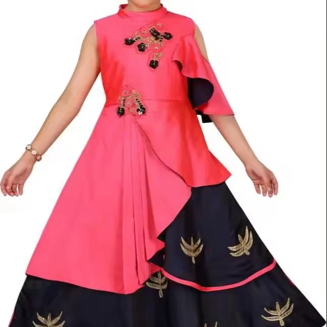 Most Demanded Best Quality India Favorite Silk Blend Long Maxi Gown Dress For Girls In Stock Item 3-10years Customized
