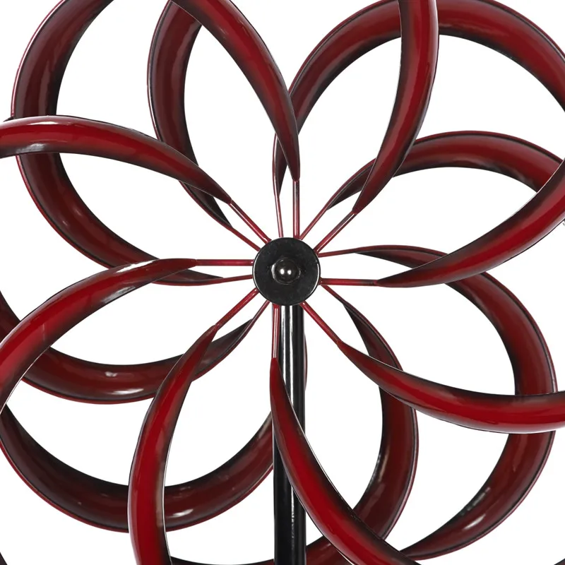 360 Degrees Red Blade Outdoor Windmill Metal Yard Art Spinners Metal Kinetic Wind Spinner