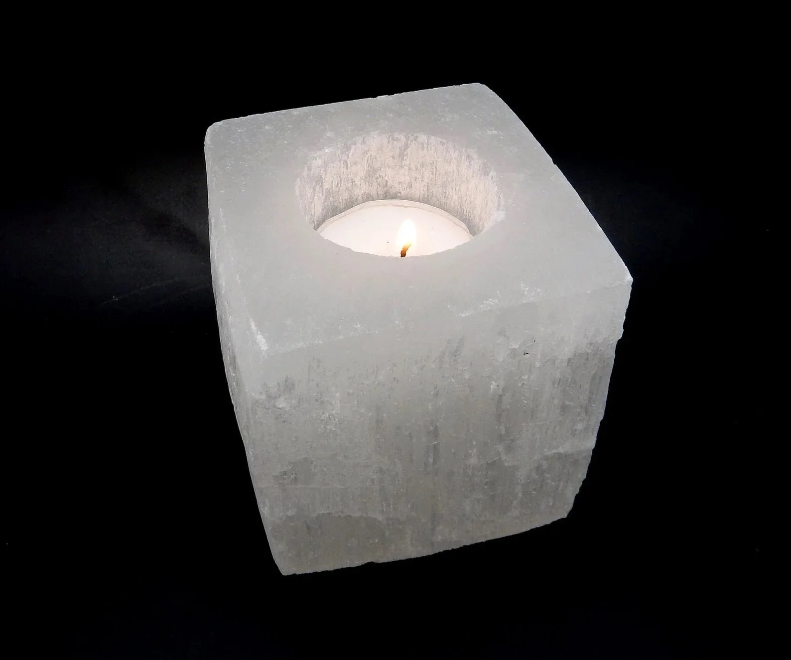 selenite candle holder