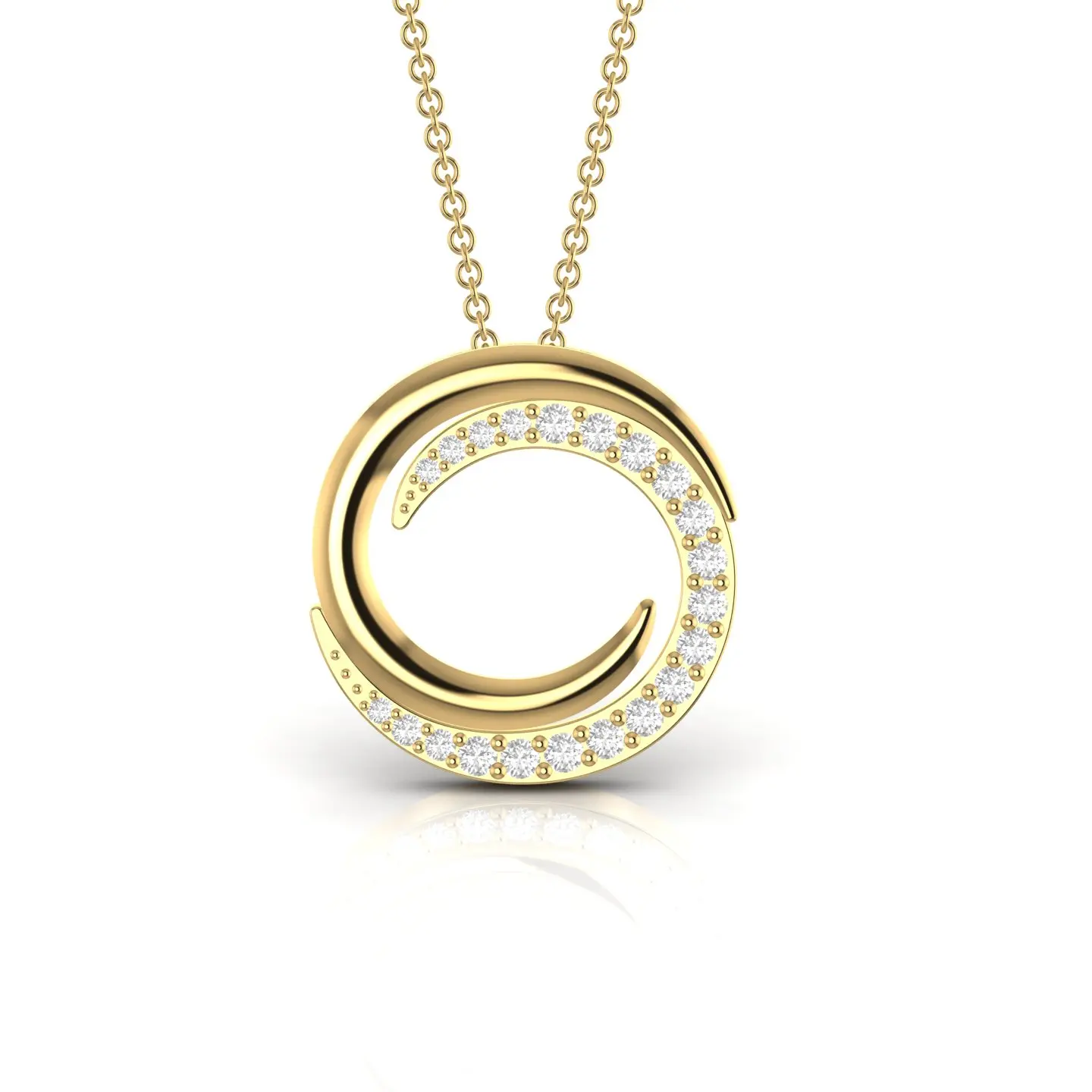 Natural Diamond Bypass Circle Pendant 14kt Solid White Yellow Rose Gold 1.76 Gram Fine Religious Women Party Trendy Birthday