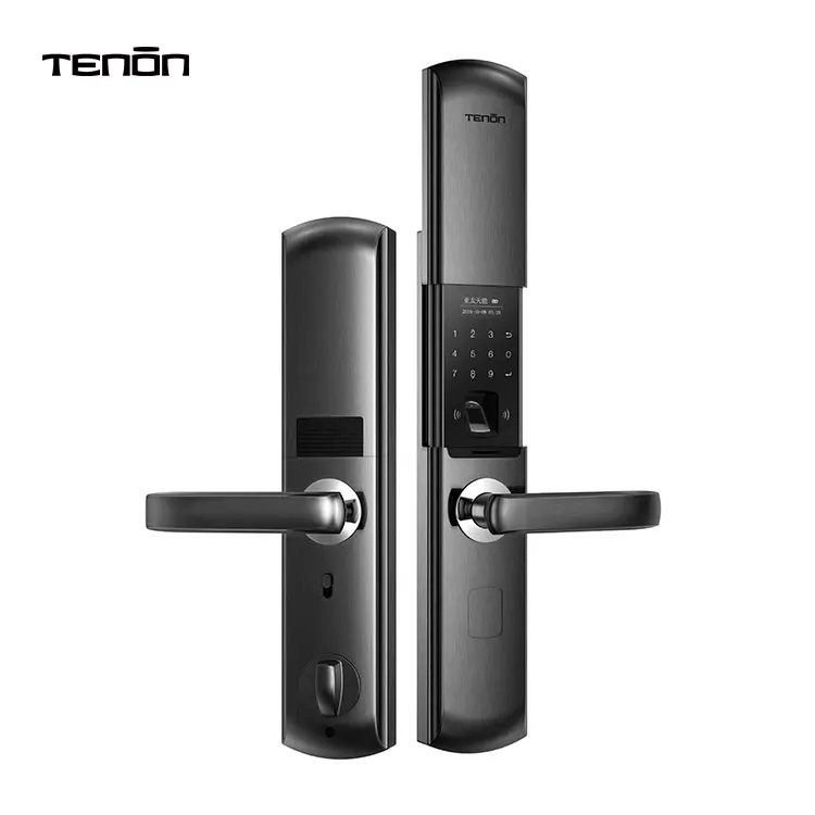 Apartment Keyless Intelligent Door Handle Lock Lever Digital Fingerprint Password Electric Smart Key Door Lock